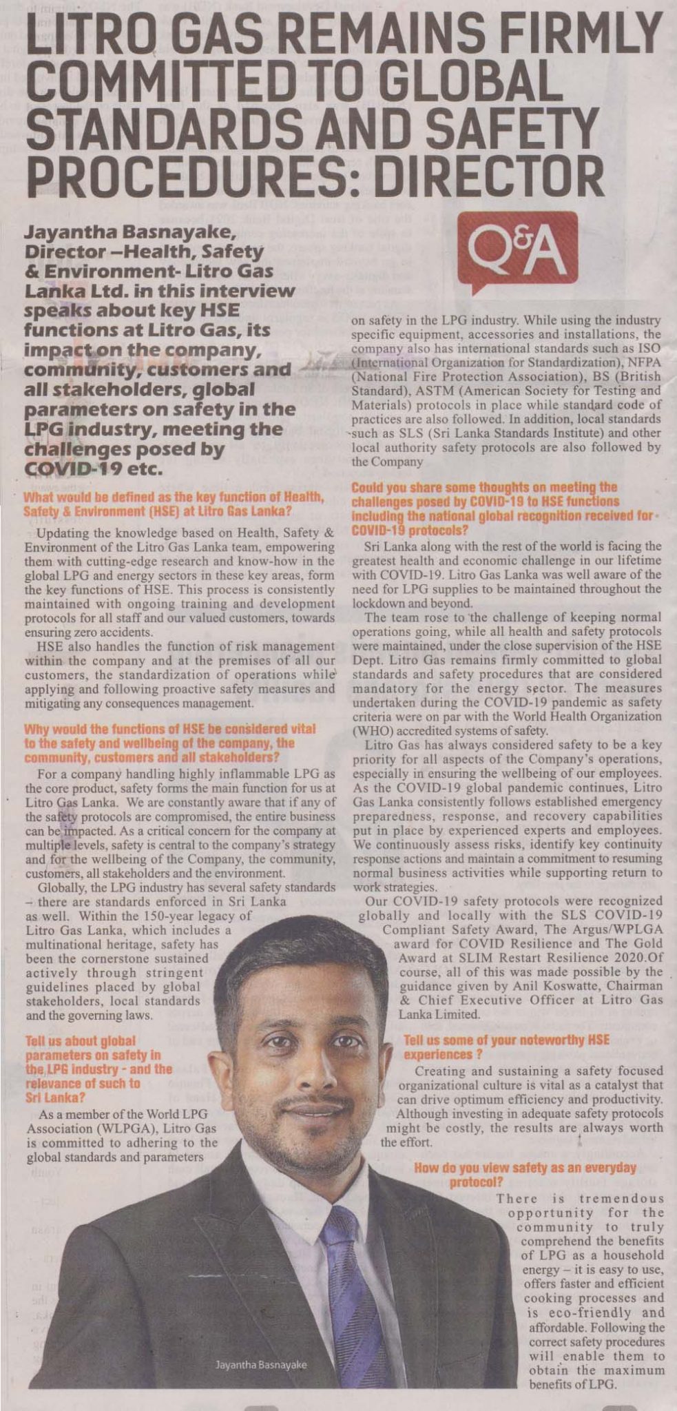 Litro Gas Remains Firmly Committed To Global Standards And Safety Procedures Director Litro