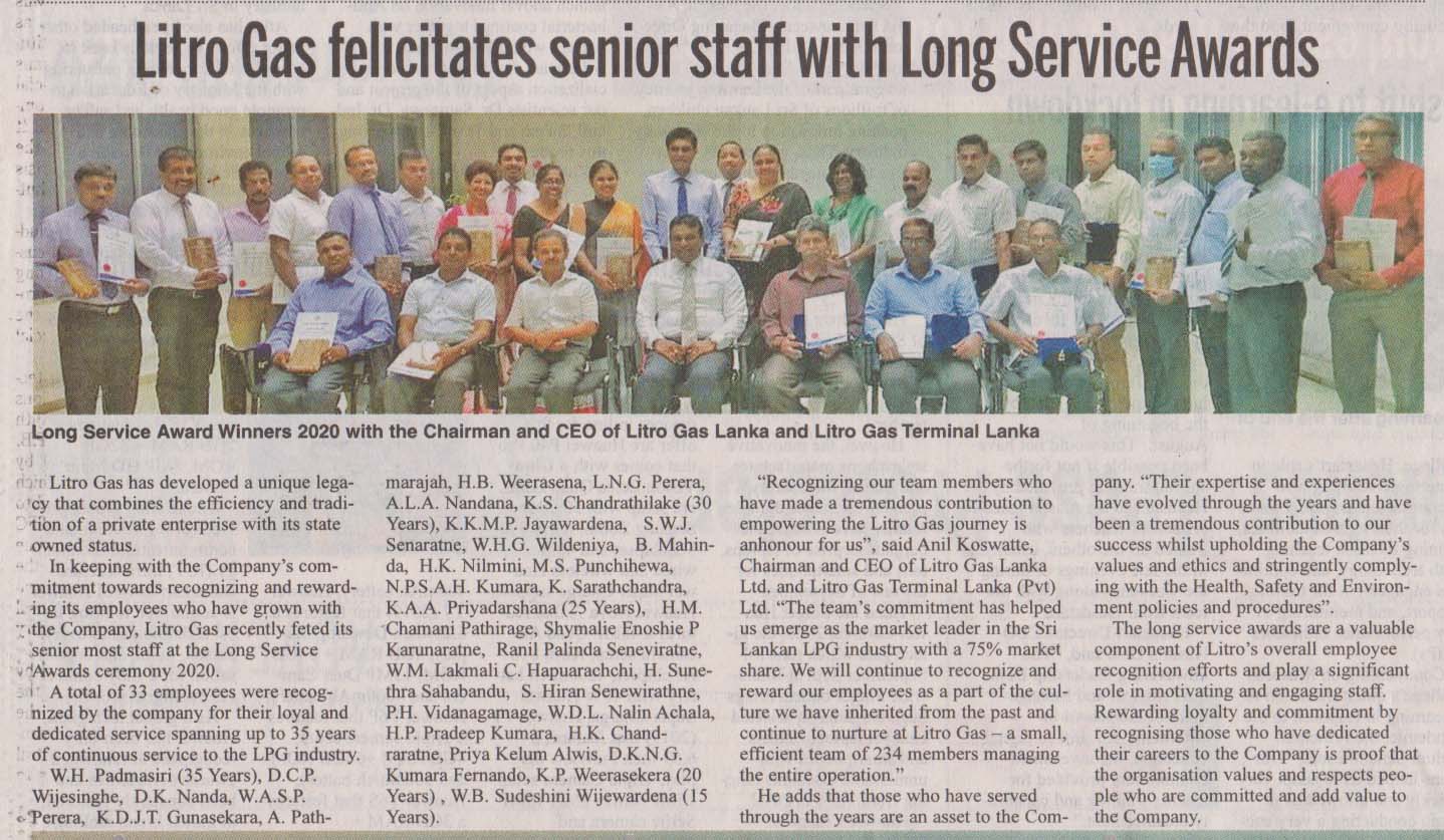 Litro Gas felicitates senior staff with Long Services Awards
