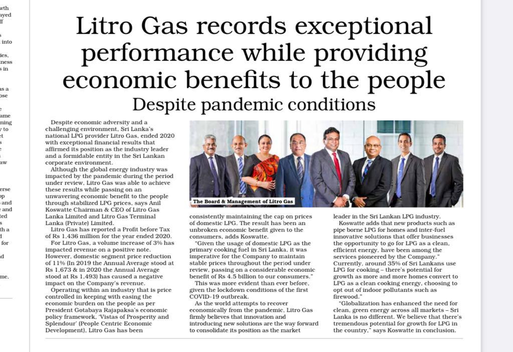 Litro Gas records exceptional performance despite pandemic
